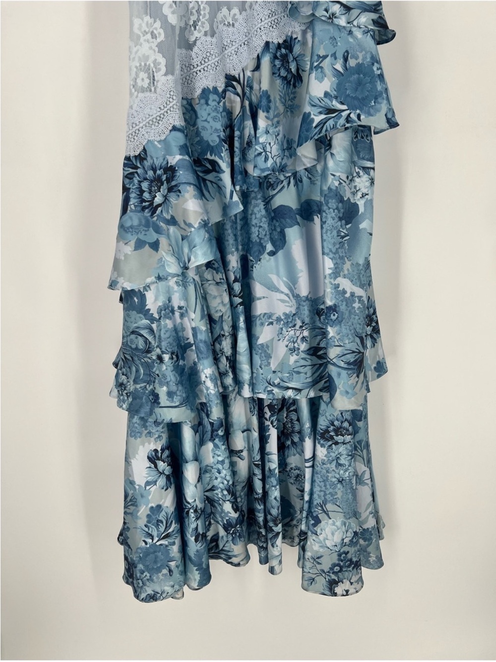 BHLDN Elora Blue Floral Lace Ruffle Formal Strappy Bohemian Maxi Dress Gown 2 - Picture 4 of 13